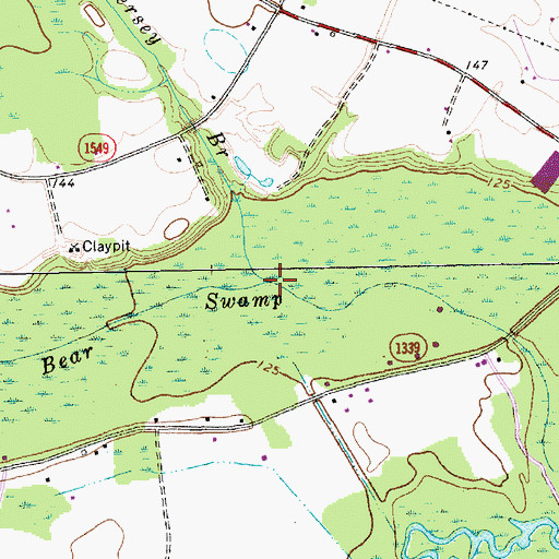 Topographic Map of Kersey Branch, NC