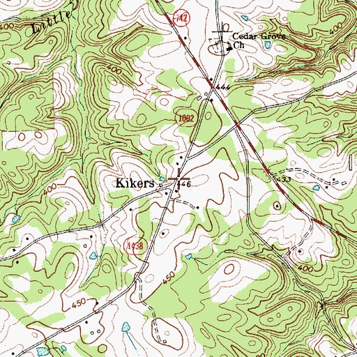 Topographic Map of Kikers, NC