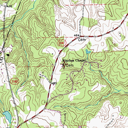 Topographic Map of Kinches Chapel, NC