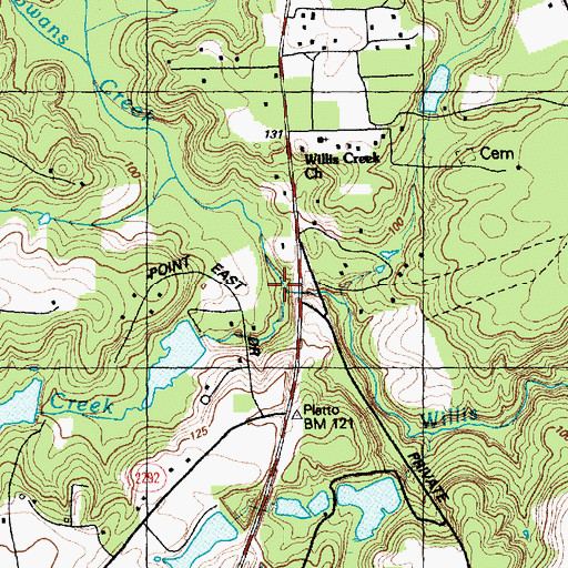Topographic Map of Kirks Mill Creek, NC