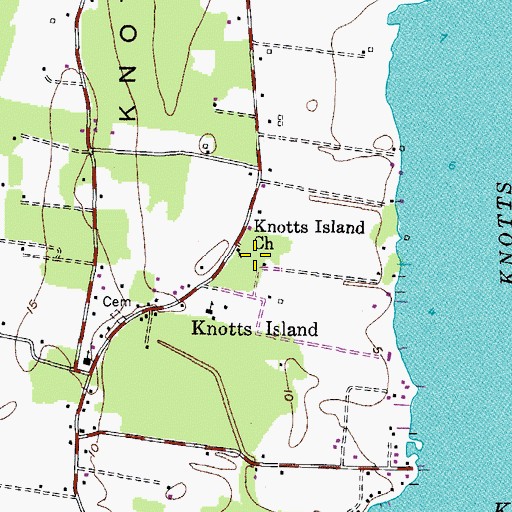 Topographic Map of Knotts Island Baptist Church, NC