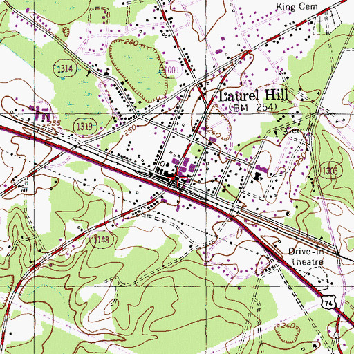 Topographic Map of Laurel Hill, NC