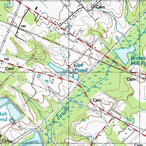 Topographic Map of Lee Pond, NC