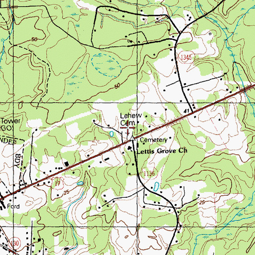 Topographic Map of Lehew Cemetery, NC