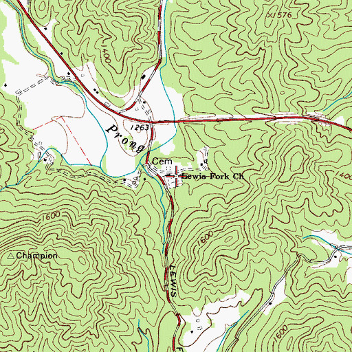 Topographic Map of Lewis Fork Church, NC