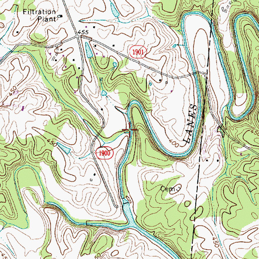 Topographic Map of Lick Branch, NC