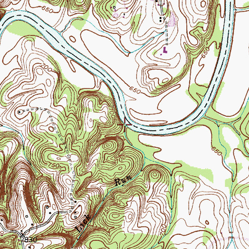 Topographic Map of Lick Run, NC