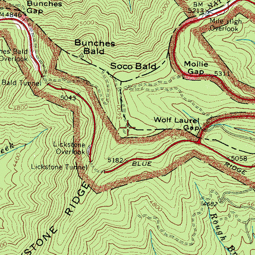 Topographic Map of Lickstone Ridge, NC