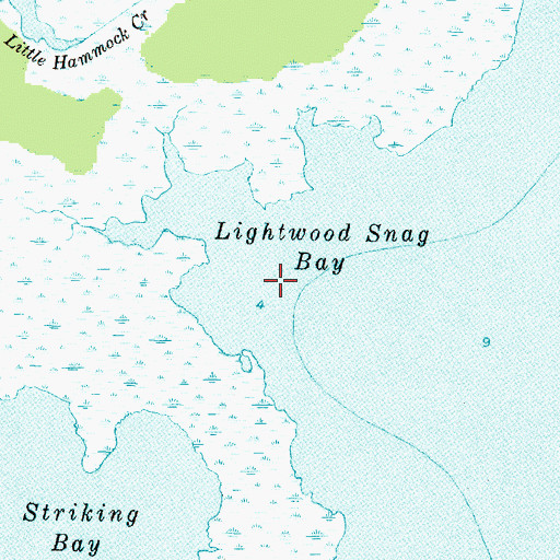 Topographic Map of Lightwood Snag Bay, NC