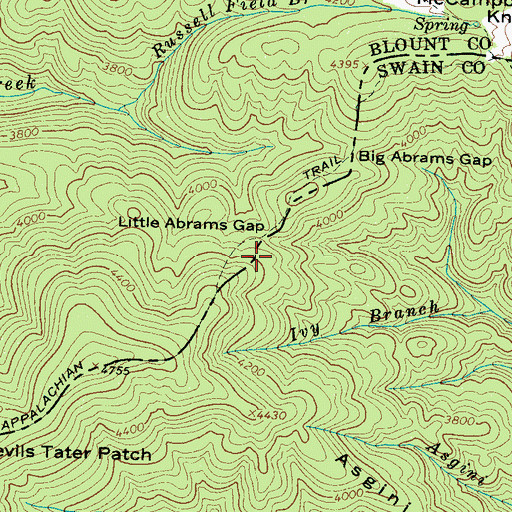 Topographic Map of Little Abrams Gap, NC