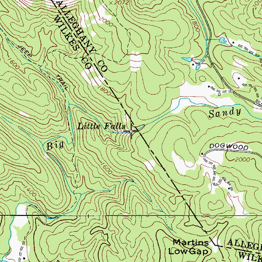 Topographic Map of Little Falls, NC