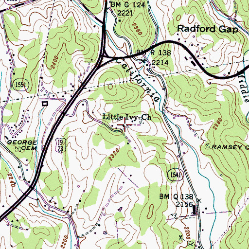Topographic Map of Little Ivy Church, NC