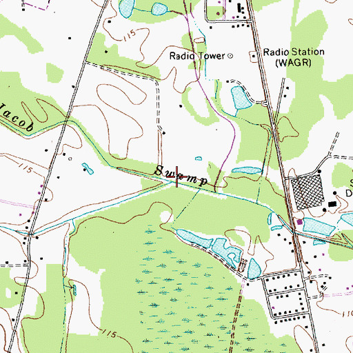 Topographic Map of Little Jacob Swamp, NC