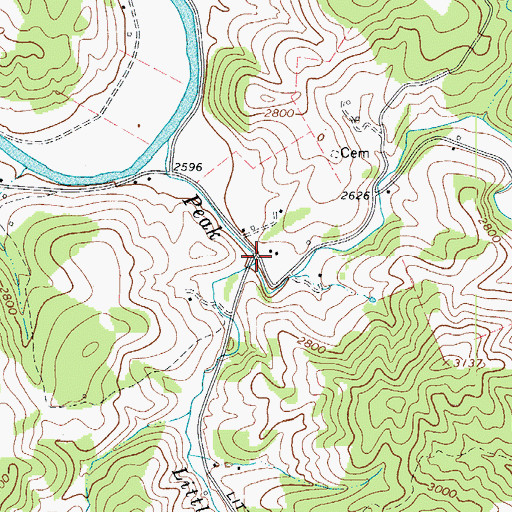 Topographic Map of Little Peak Creek, NC