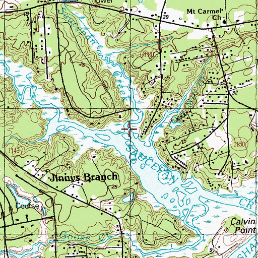 Topographic Map of Little Sauce Pan Creek, NC