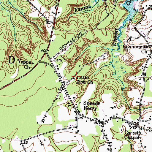 Topographic Map of Little Zion Church, NC