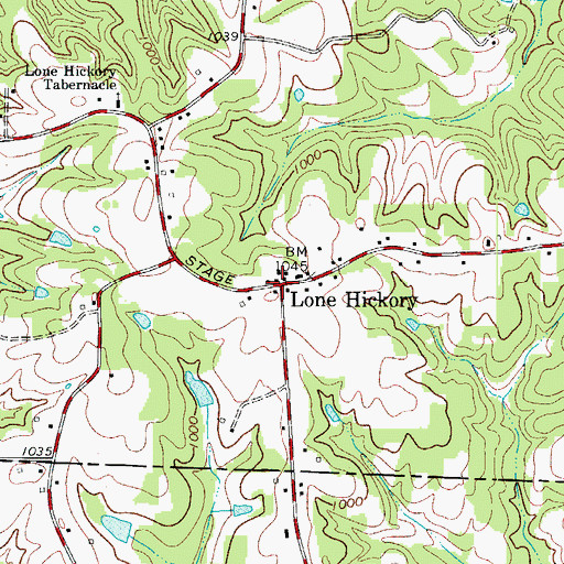 Topographic Map of Lone Hickory, NC