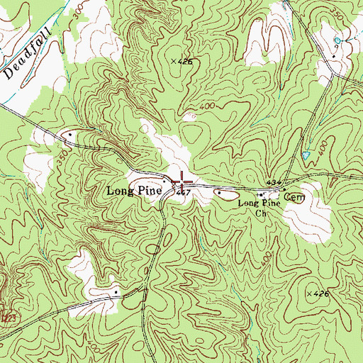Topographic Map of Long Pine, NC
