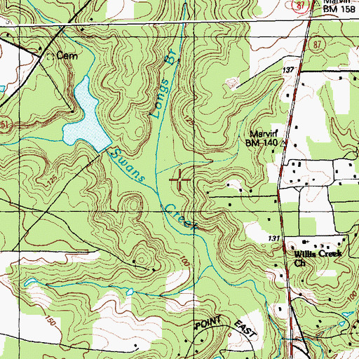 Topographic Map of Longs Branch, NC