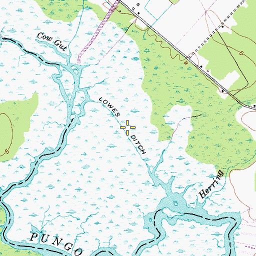 Topographic Map of Lowes Ditch, NC