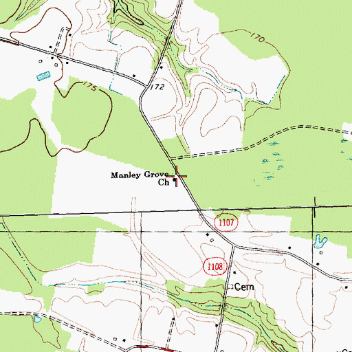 Topographic Map of Manley Grove Church, NC