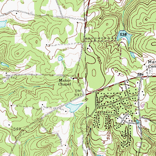 Topographic Map of Manns Chapel, NC