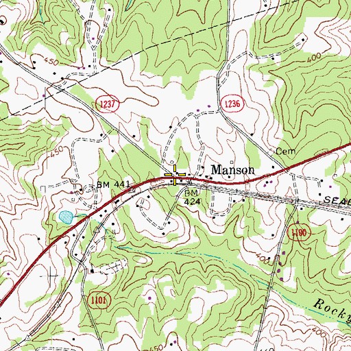 Topographic Map of Manson, NC