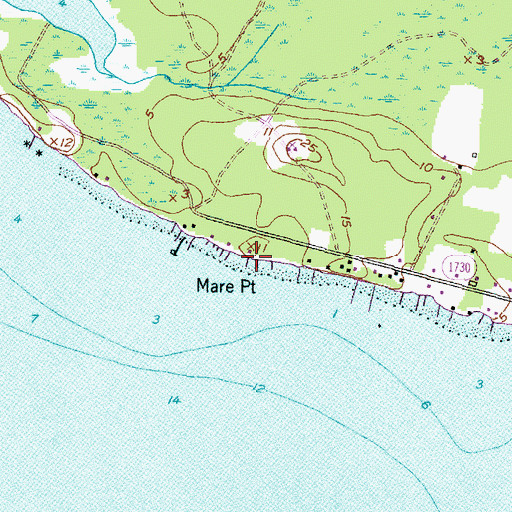 Topographic Map of Mare Point, NC