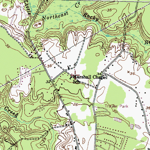 Topographic Map of Marshall Chapel School, NC