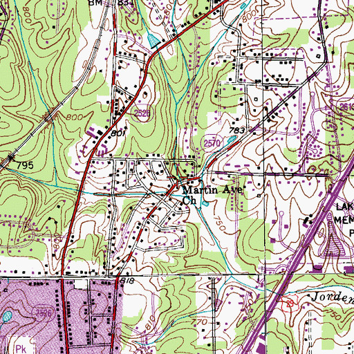 Topographic Map of Martin Avenue Church, NC