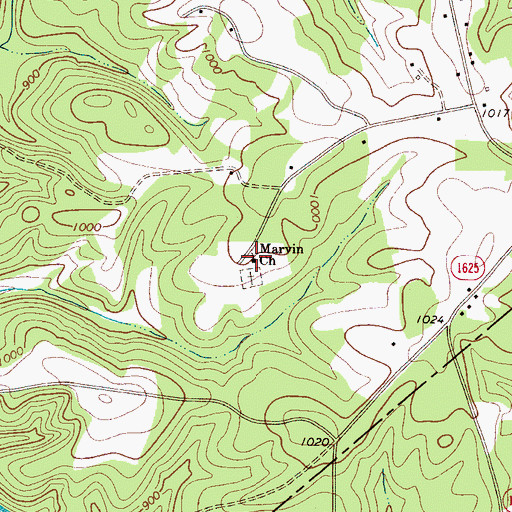 Topographic Map of Marvin Church, NC