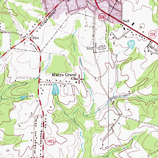 Topographic Map of Marys Grove Church, NC