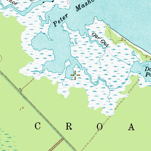 Topographic Map of Mashoes Marsh, NC