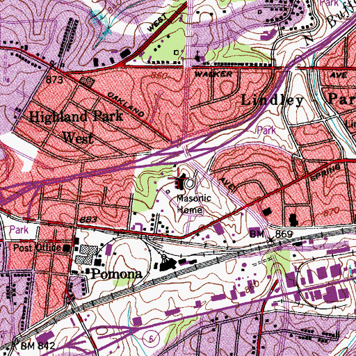 Topographic Map of Masonic Home, NC