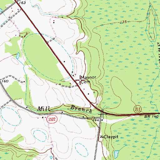 Topographic Map of Maynor Cemetery, NC