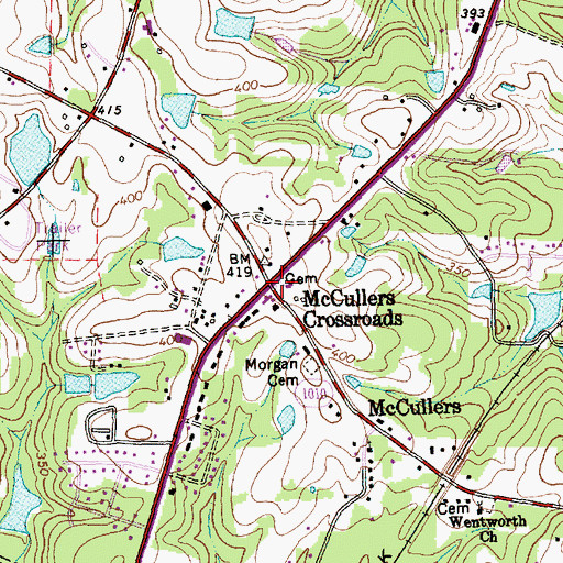 Topographic Map of McCullers Crossroads, NC