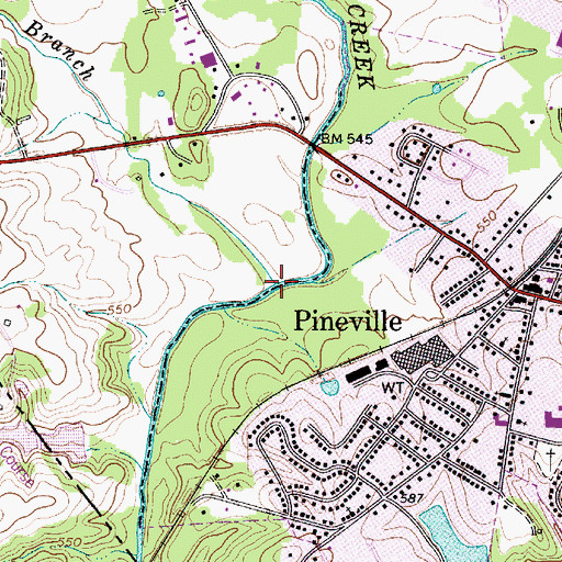 Topographic Map of McCullough Branch, NC