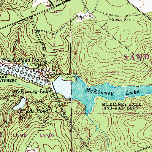 Topographic Map of McKinney Lake National Fish Hatchery, NC