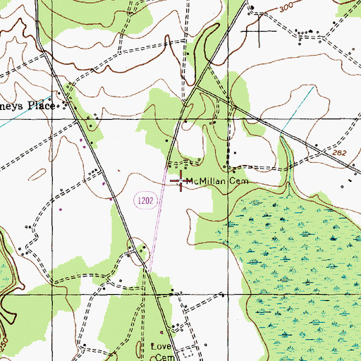 Topographic Map of McMillan Cemetery, NC
