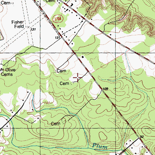 Topographic Map of Mears Cemetery, NC
