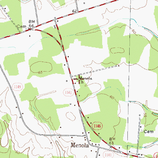 Topographic Map of Menola Church, NC