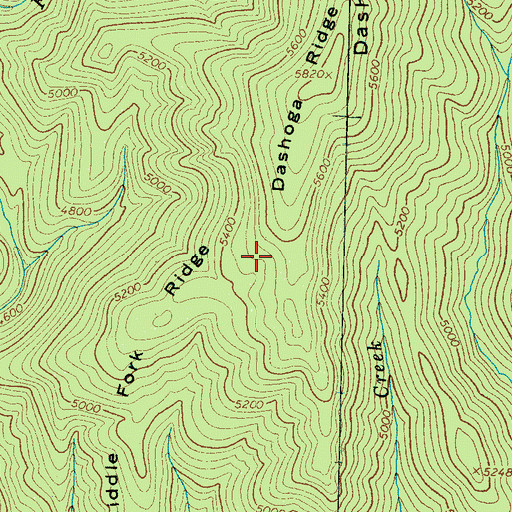 Topographic Map of Middle Fork Ridge, NC