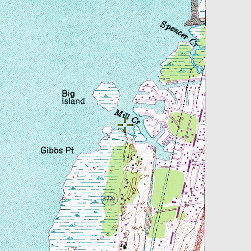 Topographic Map of Mill Creek, NC