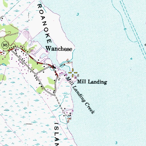 Topographic Map of Mill Landing Creek, NC