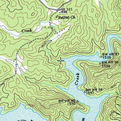 Topographic Map of Moccasin Creek, NC