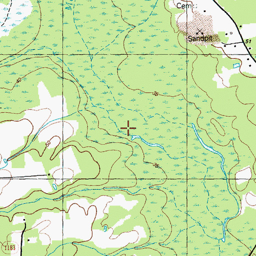 Topographic Map of Monie Swamp, NC
