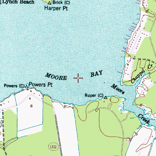 Topographic Map of Moore Bay, NC