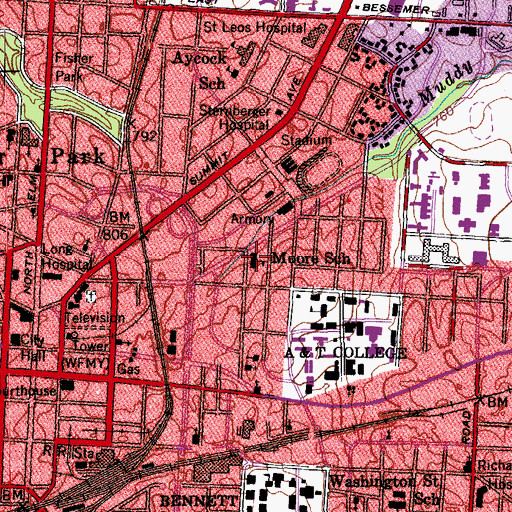 Topographic Map of Moore School, NC