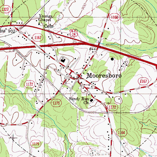 Topographic Map of Mooresboro, NC