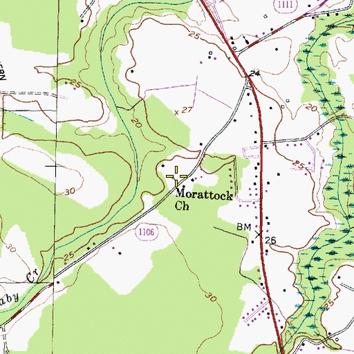 Topographic Map of Morattock Church, NC